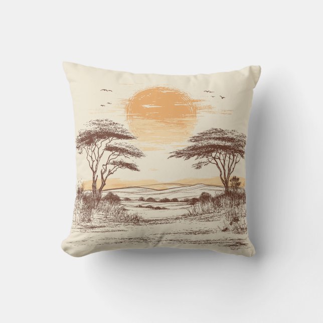 African Savannah Sunset Pillow Kussen (Voorkant)
