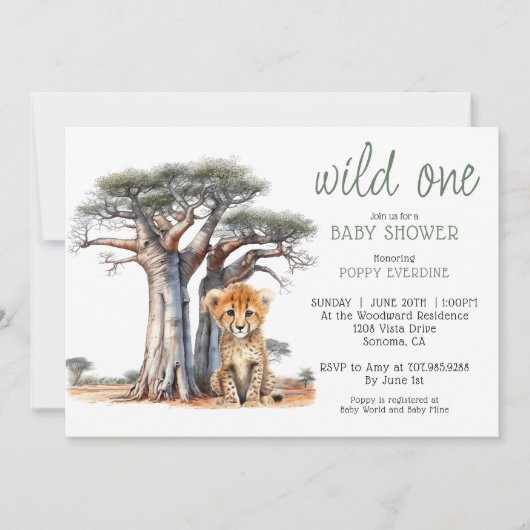 African Savannah Wild One Baby shower Invitation (Devant)
