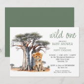 African Savannah Wild One Baby shower Invitation (Devant / Derrière)