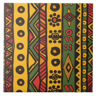 African Stripe, Sinaasappel, Zwart, Geel Keramisch Tegeltje