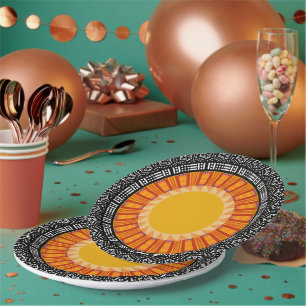 African Sun Decorative Paper Plates Papieren Bordje