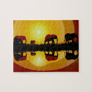 African Sunset Elephants Legpuzzel