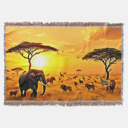 African Sunset Safari Majesty Design Deken (Voorkant)