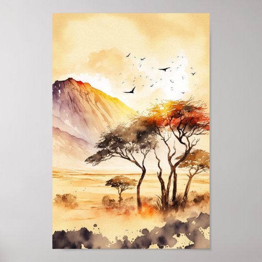 African Sunset Safari Wall Art Poster (Voorkant)