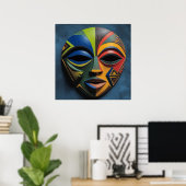 African Tribal Mask Cubism Abstract  Poster (Thuiskantoor)