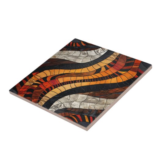 African Tribal Pattern Ceramic Tegel Tegeltje (Zijkant)
