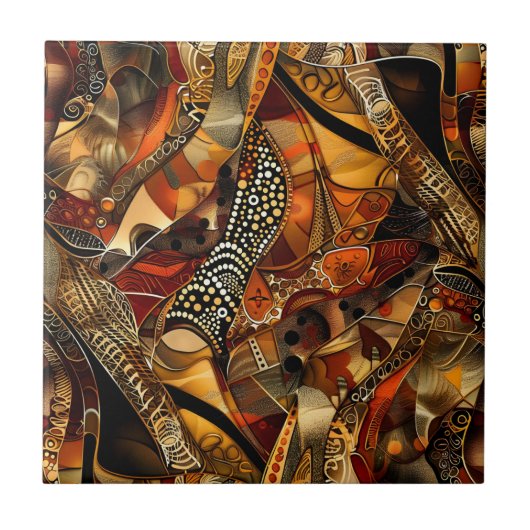 African Tribal Pattern Ceramic Tegel Tegeltje (Voorkant)