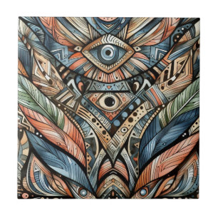 African Tribal Pattern Ceramic Tegel Tegeltje