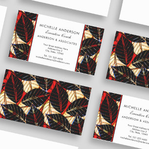 African Tropical Leaves Consultant Rood en Zwart Visitekaartje