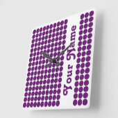 African Violet Safari Dot met naam Vierkante Klok (Hoek)