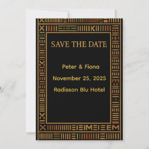 African Wedding Gold Kente Bewaar de datum Kaart