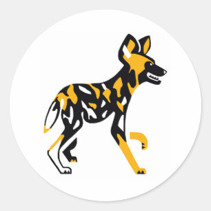 African wild dog - Geschilderde hond - Wilde diere Ronde Sticker