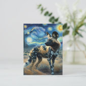African Wild Dog Sterrennacht Van Gogh Briefkaart (Staand voorkant)
