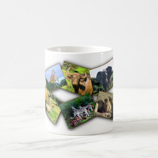 African Wildlife Collage Black Shadow Mug (Centre)