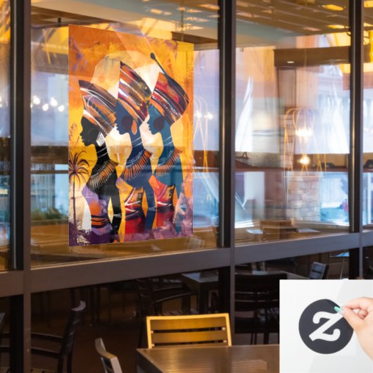 African Woman Window Cling Raamsticker (Restaurant Raam)
