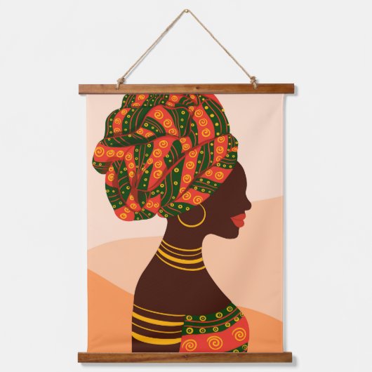 African Women Wood Topped Wall Tapestry Hangend Wandkleed (Voorkant)