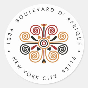 Africana Ankara Kente Bruiloft retouradres Ronde Sticker