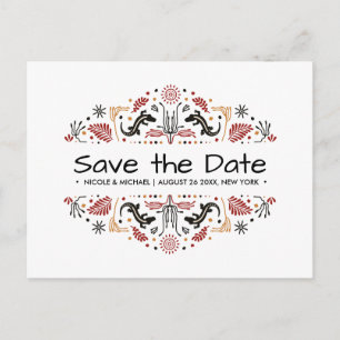 Africana Ankara Lizard Bruiloft Save the date Aankondigingskaart