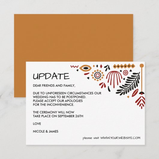 Africana | Modern Ankara Kente  TROUW UPDATE Kaart (Voorkant / Achterkant)