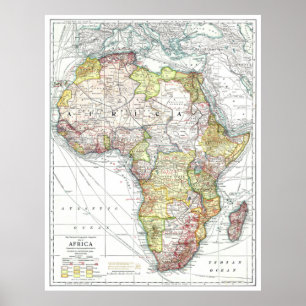 " Afrika: 1909 - Gedetailleerde kaart ... Poster