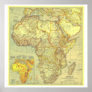 "Afrika: 1935 Gedetailleerde KAART ... Poster