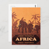 Afrika, Afrikaanse olifanten op palmbomen,  Briefkaart (Voorkant / Achterkant)