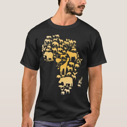Afrika Animal Map Silhouette African T-shirt (Voorkant)
