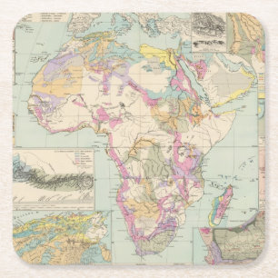 Afrika - Atlas-kaart van Afrika Vierkante Kartonnen Onderzetter