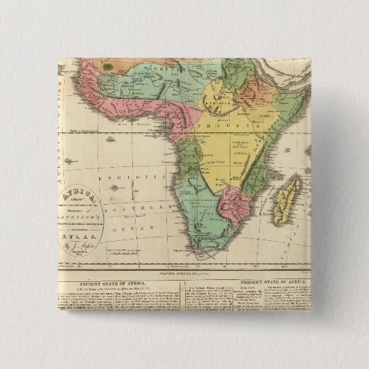 Afrika Atlas Map 2 Vierkante Button 5,1 Cm (Voorkant)
