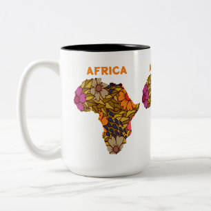Afrika bloemen kaart tweekleurige koffiemok
