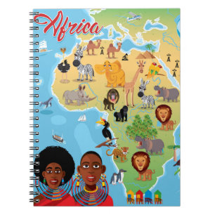 Afrika Cartoon Kaart Notitieboek