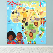 Afrika Cartoon Map Canvas Afdruk (Insitu (Houten vloer))