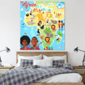Afrika Cartoon Map Canvas Afdruk (Insitu (Slaapkamer))