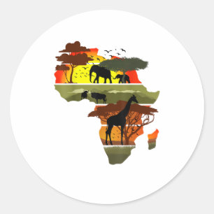 Afrika Continent Sunset Safari Natuur Wild Life Ronde Sticker
