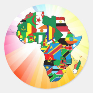 Afrika Continent Vlag Kaart 2 Ronde Sticker