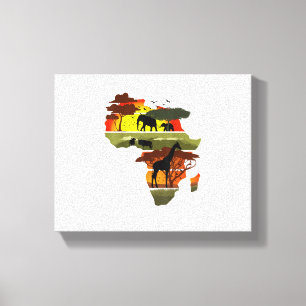 Afrika Continent Zonsondergang Safari Natuur Wilde Canvas Afdruk
