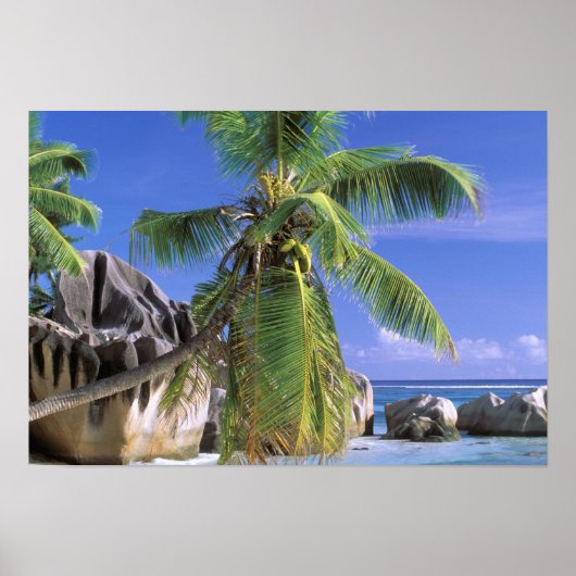 Afrika, de Seychellen, La Digue Island. Graniet Poster (Voorkant)