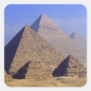 Afrika, Egypte, Caïro, Giza. Grote piramiden Vierkante Sticker
