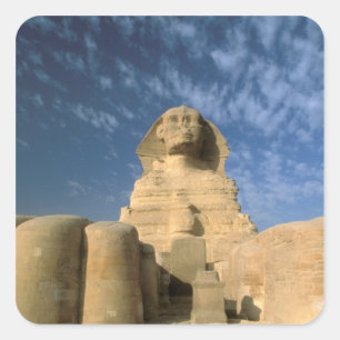 Afrika, Egypte, Caïro, Giza Plateau. Sfinx Vierkante Sticker