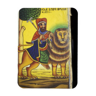 Afrika, Ethiopië. Kunstwerk met Leeuw van Magneet