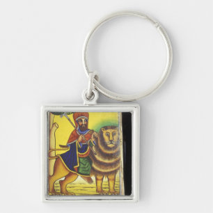 Afrika, Ethiopië. Kunstwerk met Leeuw van Sleutelhanger