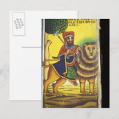 Afrika, Ethiopië. Kunstwerk waarin de leeuw van Briefkaart (Voorkant / Achterkant)