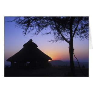 Afrika, Ethiopië, Omo rivier regio, Zonsondergang