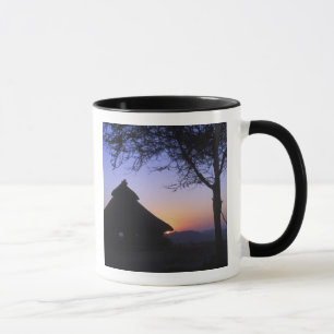 Afrika, Ethiopië, Omo rivier regio, Zonsondergang  Mok