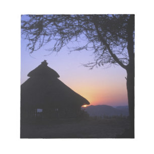 Afrika, Ethiopië, Omo rivier regio, Zonsondergang Notitieblok