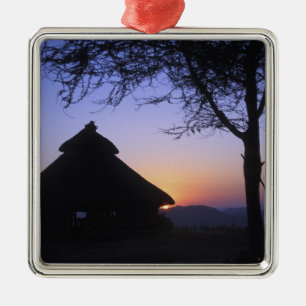 Afrika, Ethiopië, Omo rivierregio, Zonsondergang o Metalen Ornament