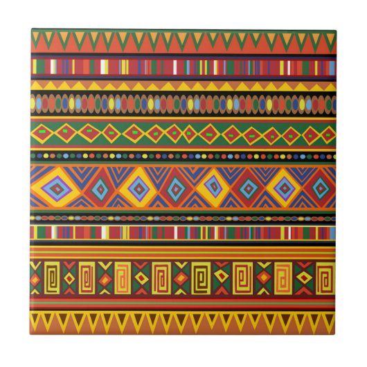Afrika Etnisch Kunstpatroon Tegeltje (Voorkant)