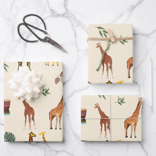 Afrika Geachte Giraffe Inpakpapier Vel (Voorkant)