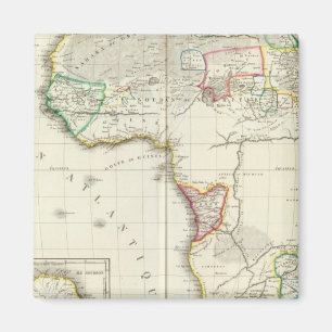Afrika Gegraveerde kaart met 2 insetkaarten Magneet