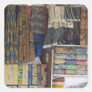 Afrika, Ghana, Accra. Accra Textiel & Ambacht Vierkante Sticker